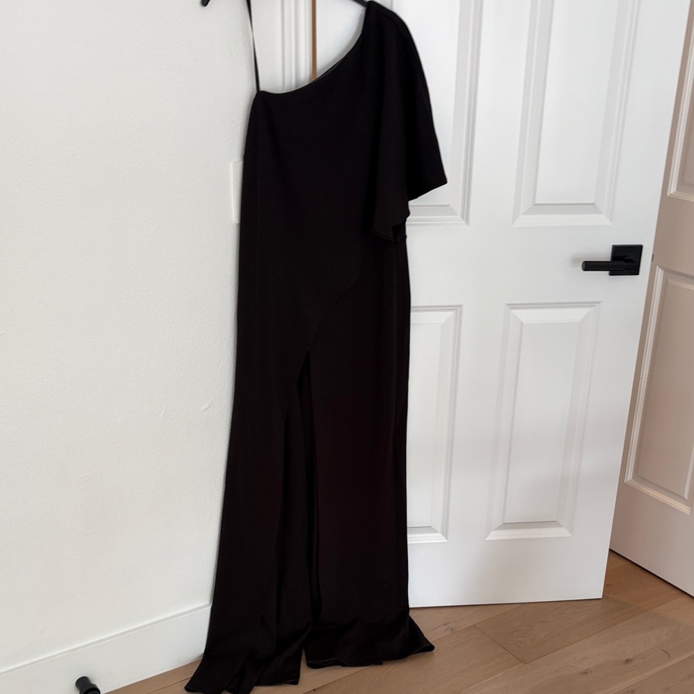 Adrianna Papell One-Shoulder Black Evening Dress